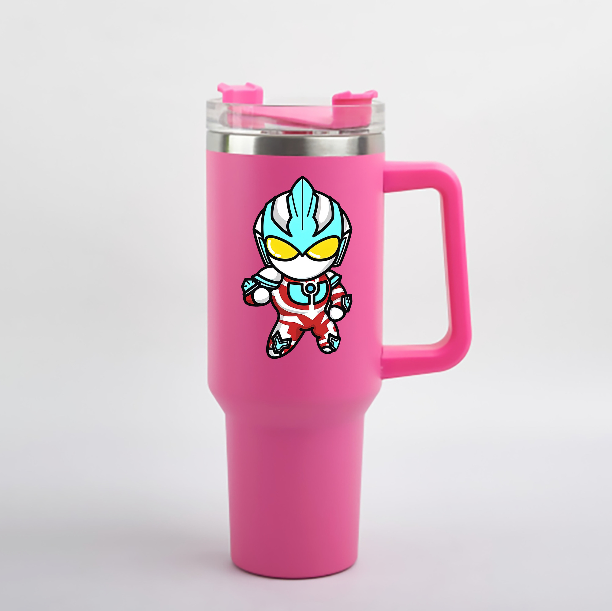 （画像用） ウルトラマン Ultraman 1200mL車用タンブラー - クリスタルステッカー（プラスチックストロー付き）